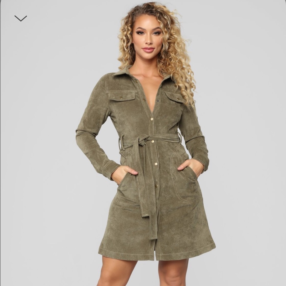 Corduroy dress- olive